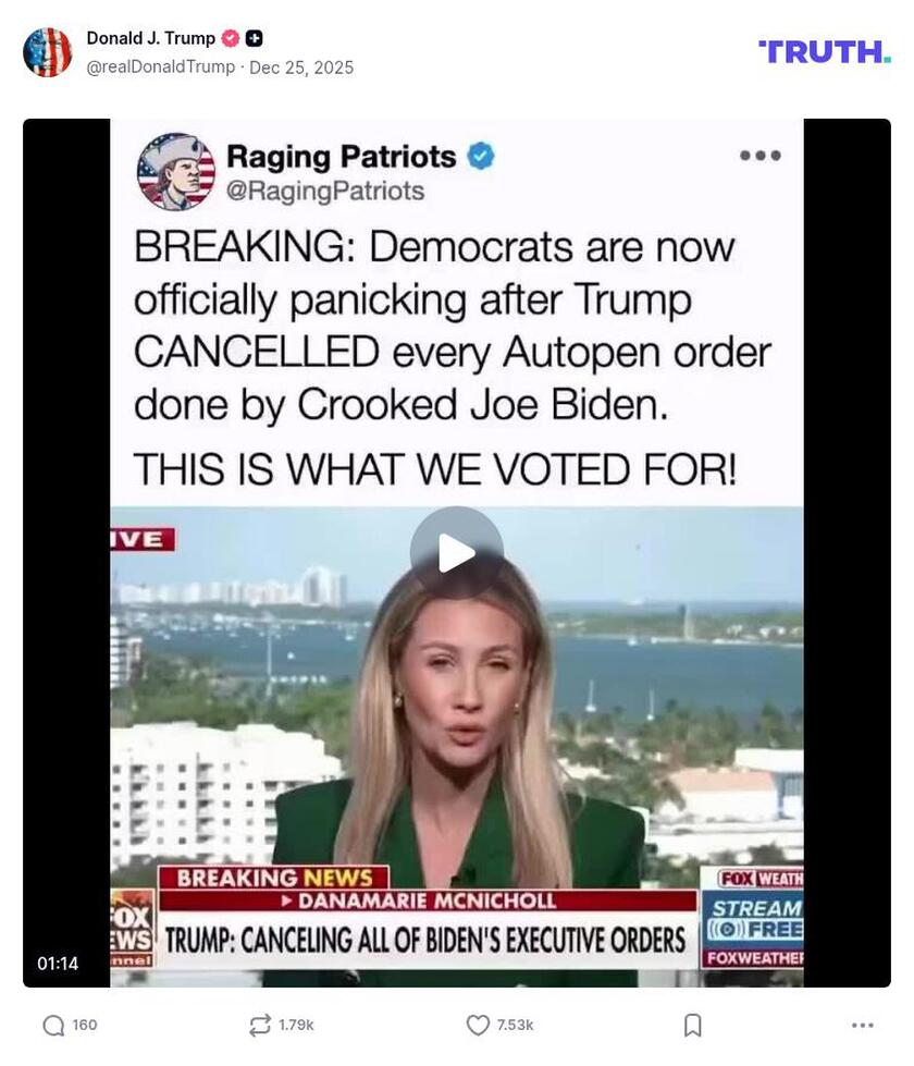 Post image from Donald Trump