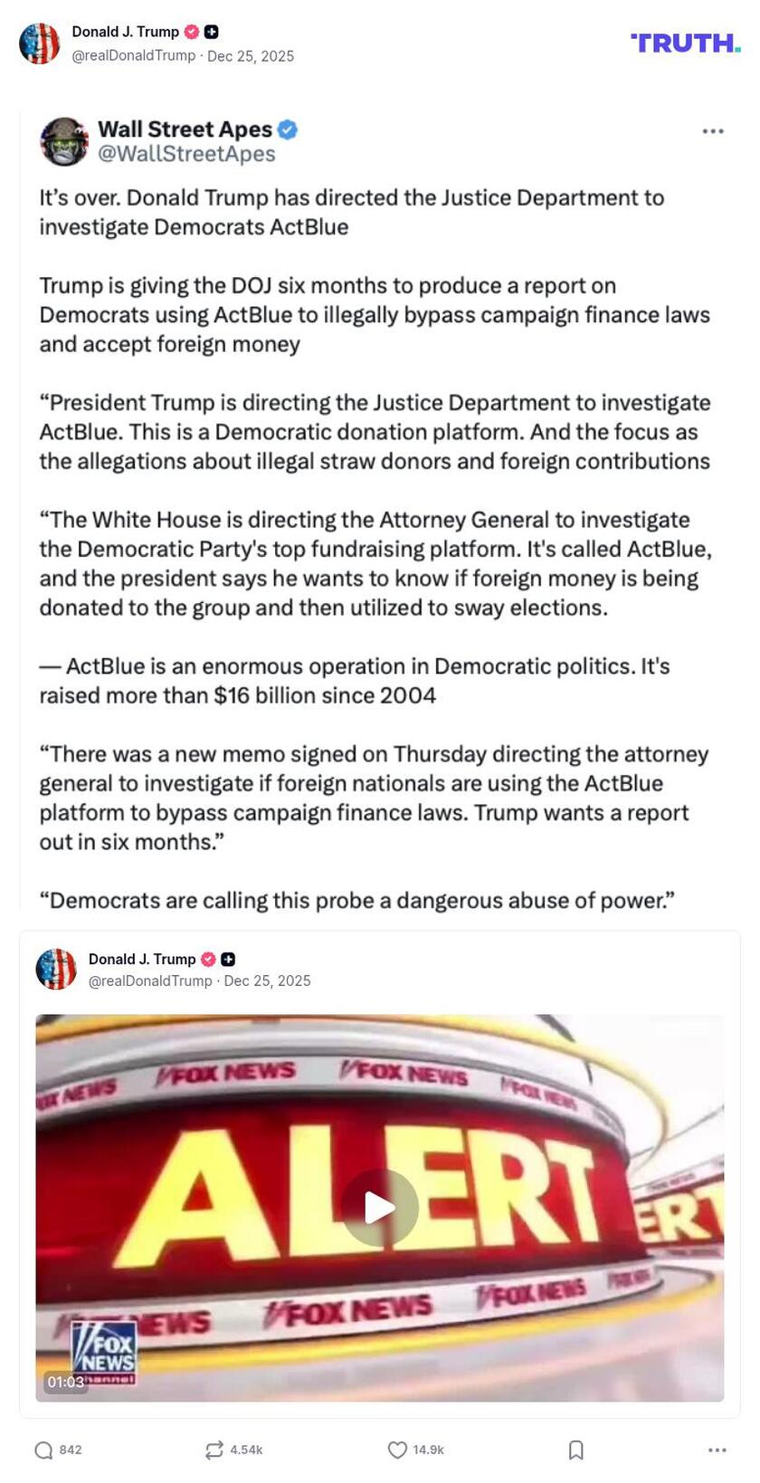 Post image from Donald Trump