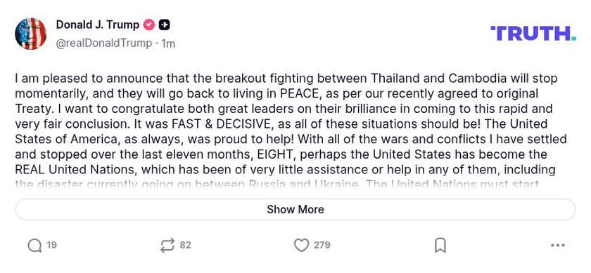 Post preview from Donald Trump