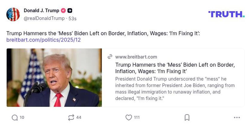 Post preview from Donald Trump