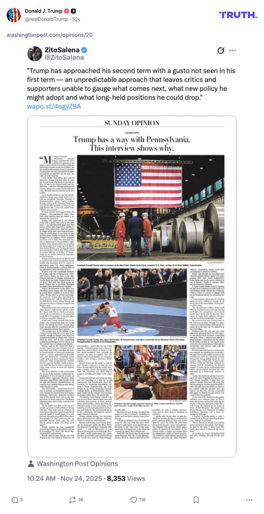 Post image from Donald Trump