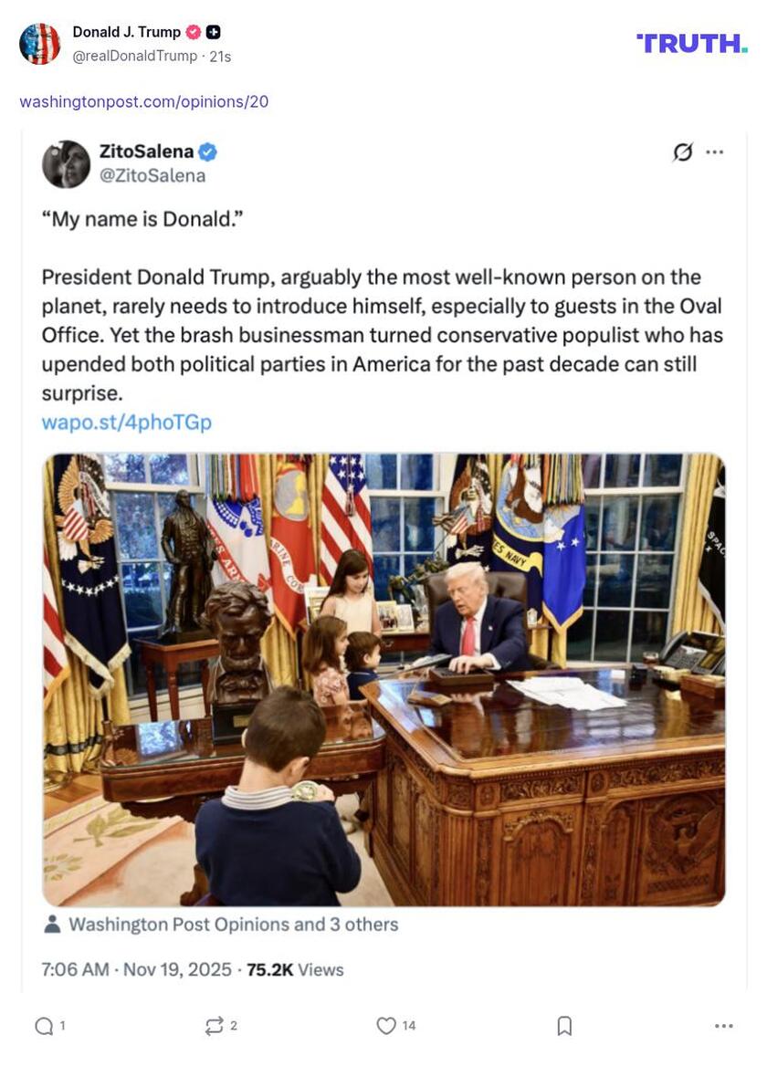 Post image from Donald Trump