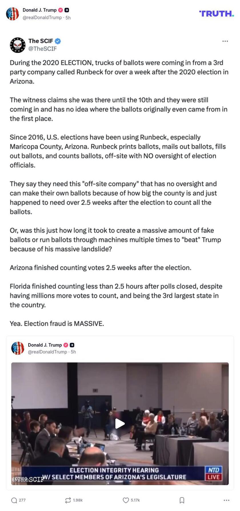 Post image from Donald Trump