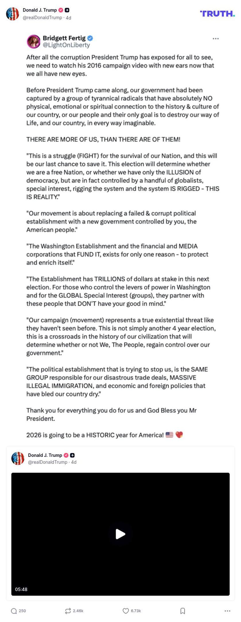 Post image from Donald Trump