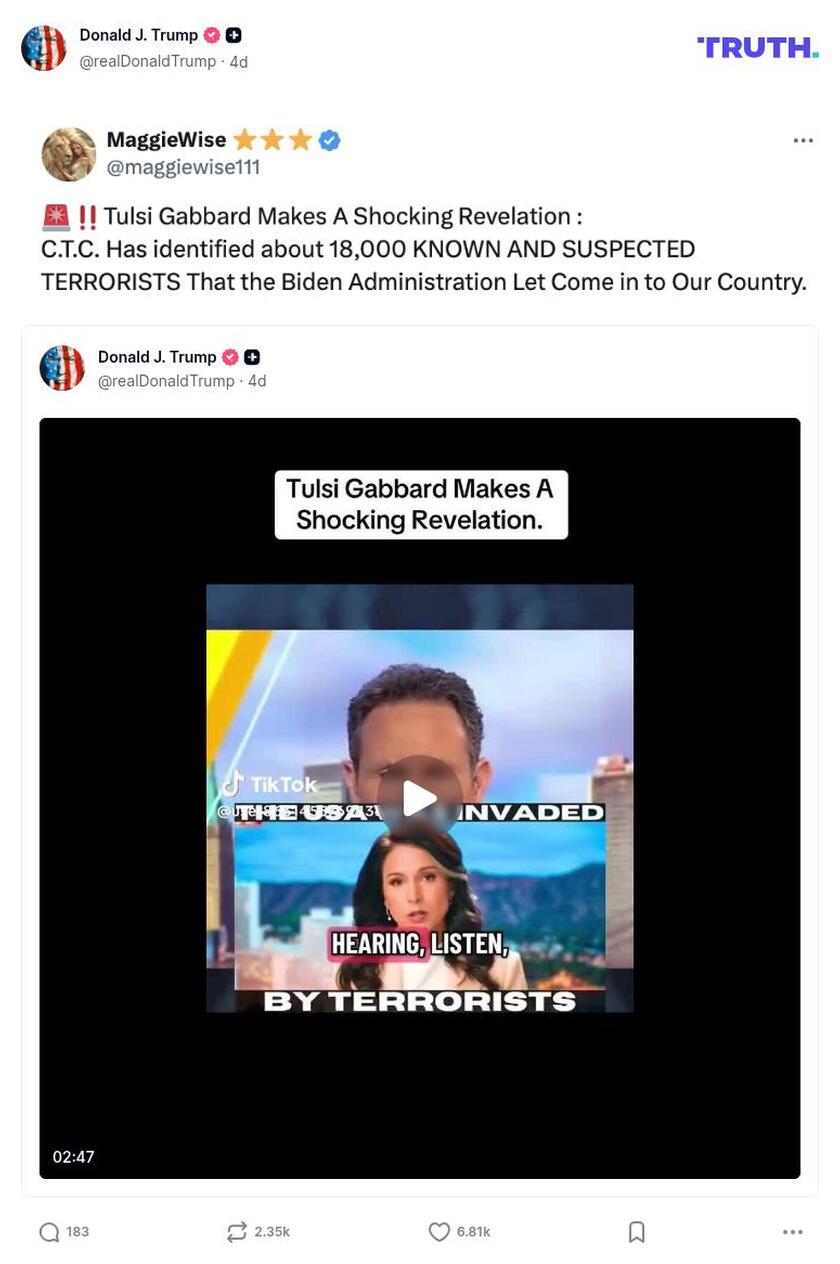 Post image from Donald Trump