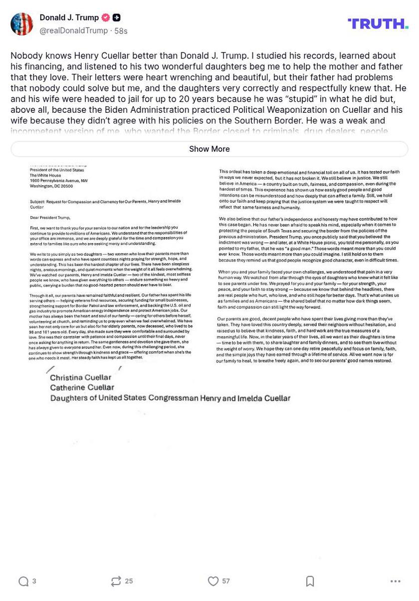 Post preview from Donald Trump