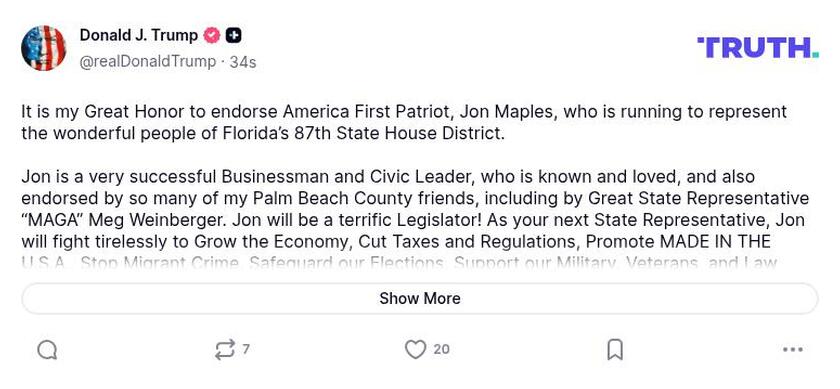 Post image from Donald Trump