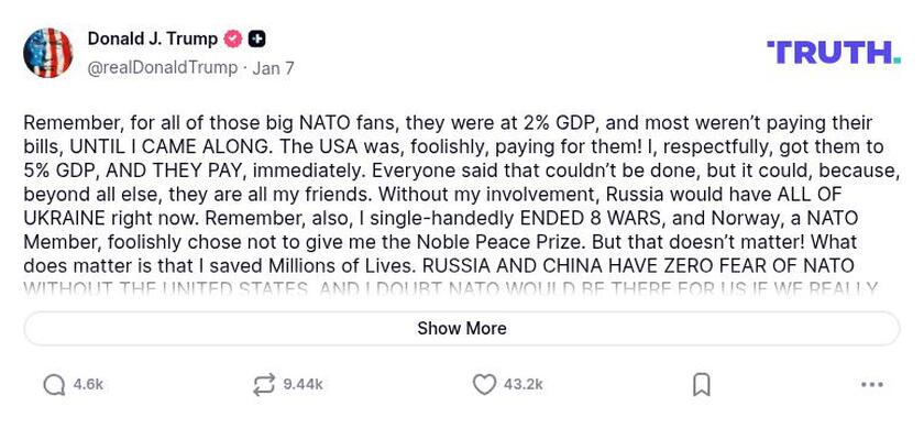 Post preview from Donald Trump