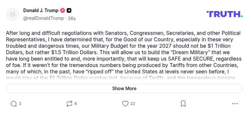 Post preview from Donald Trump