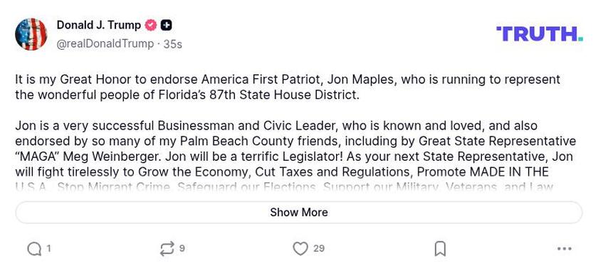 Post image from Donald Trump