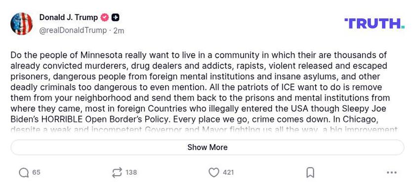 Post preview from Donald Trump