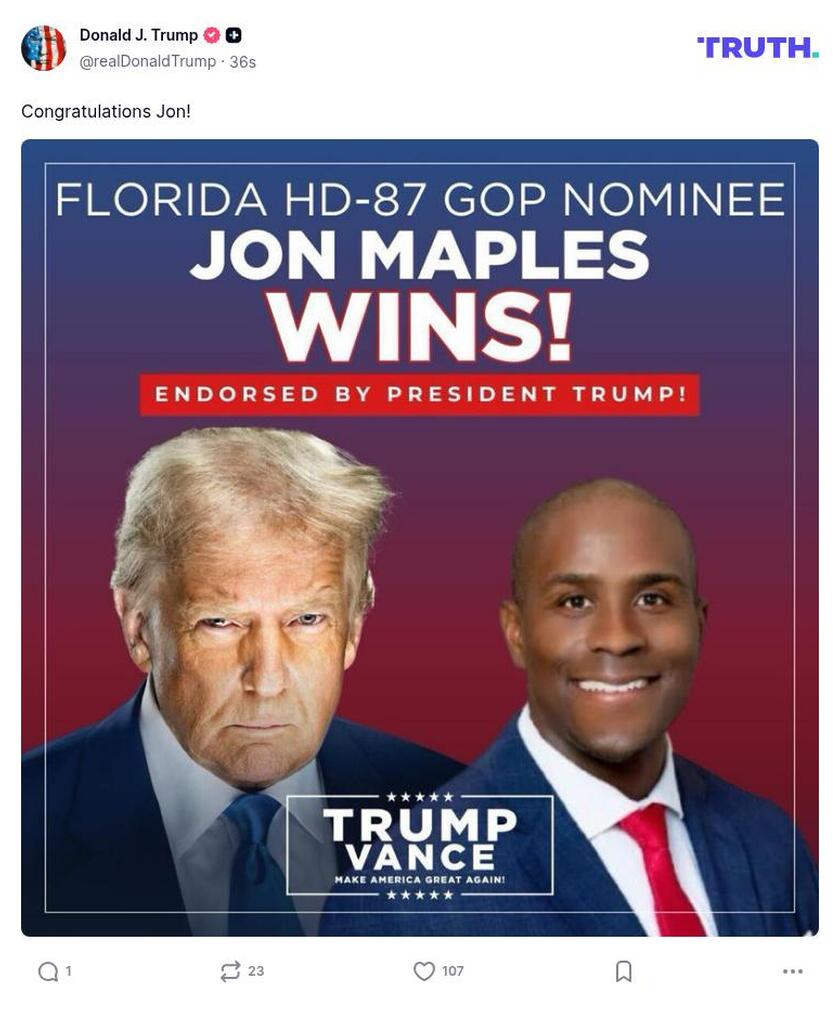 Post image from Donald Trump