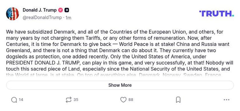 Post preview from Donald Trump