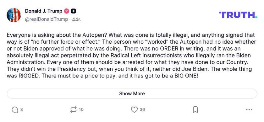 Post preview from Donald Trump