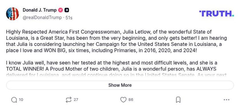 Post image from Donald Trump