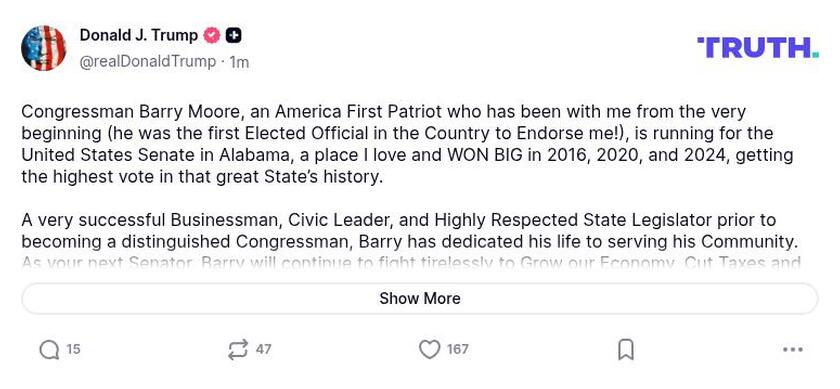 Post image from Donald Trump