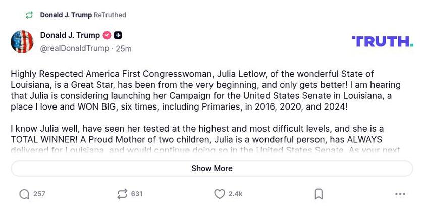 Post image from Donald Trump