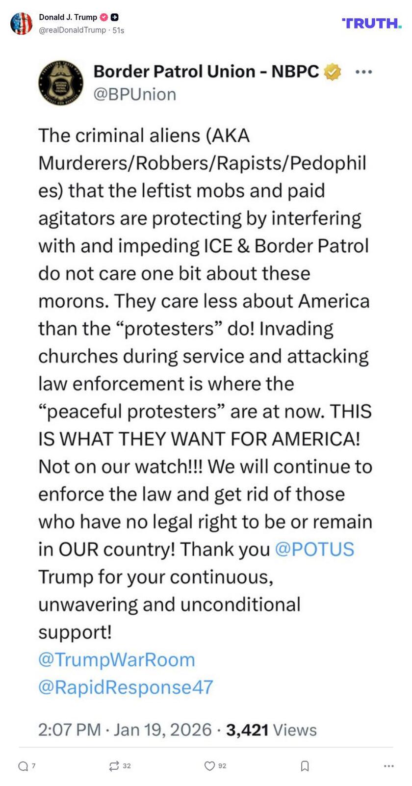 Post image from Donald Trump