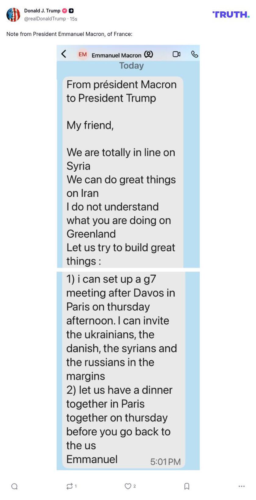 Post image from Donald Trump