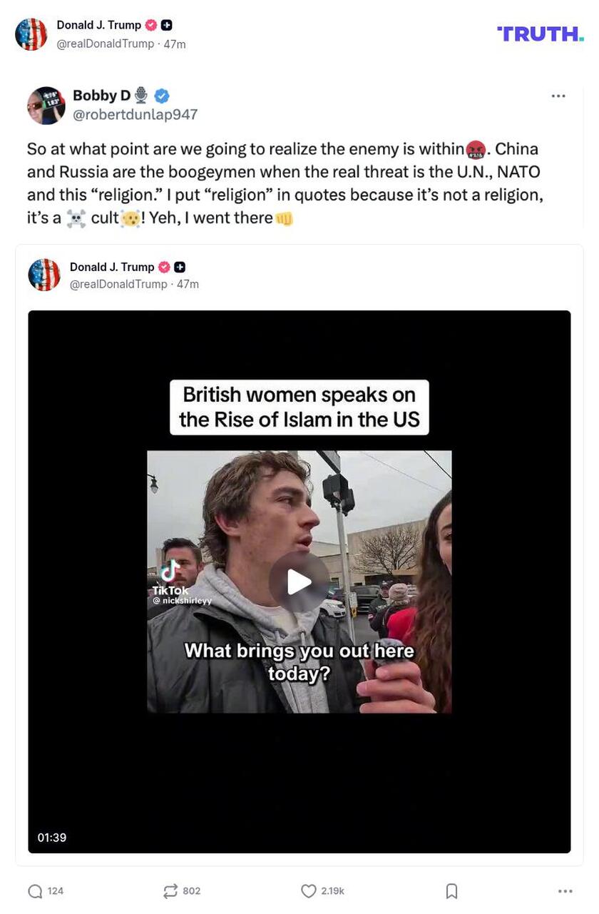 Post image from Donald Trump