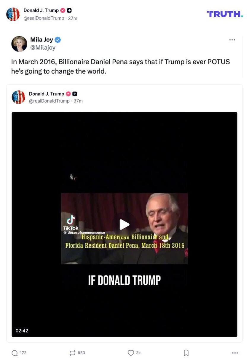 Post image from Donald Trump