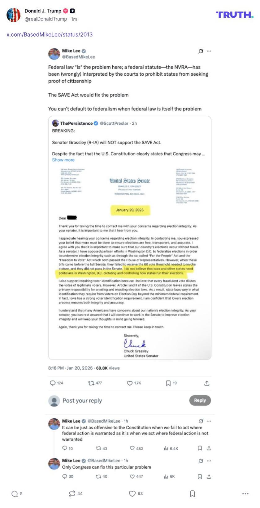 Post image from Donald Trump