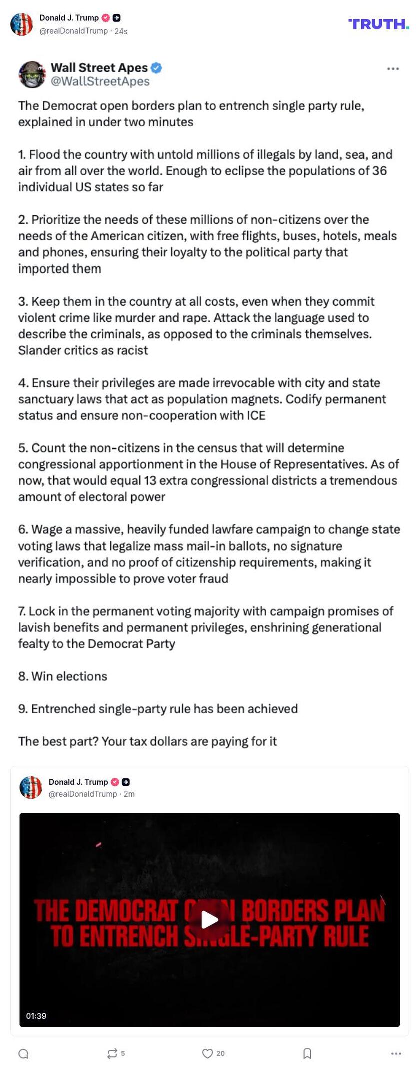 Post image from Donald Trump