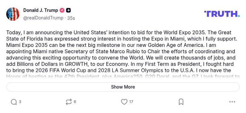 Post image from Donald Trump