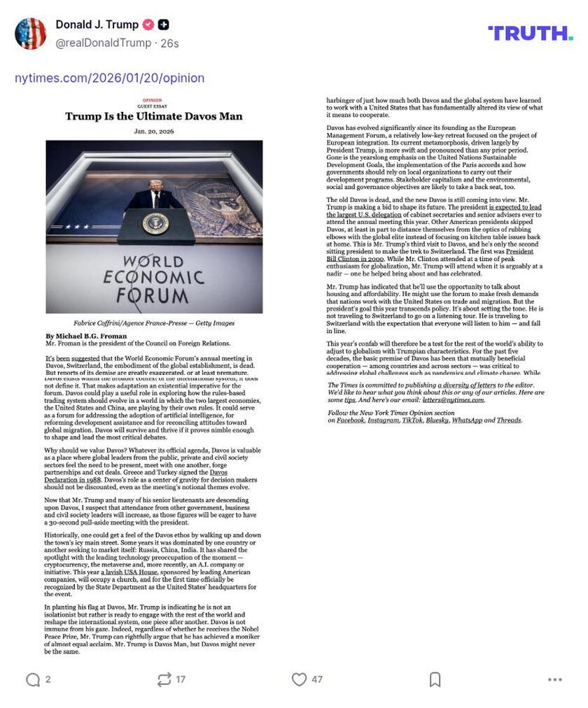 Post image from Donald Trump