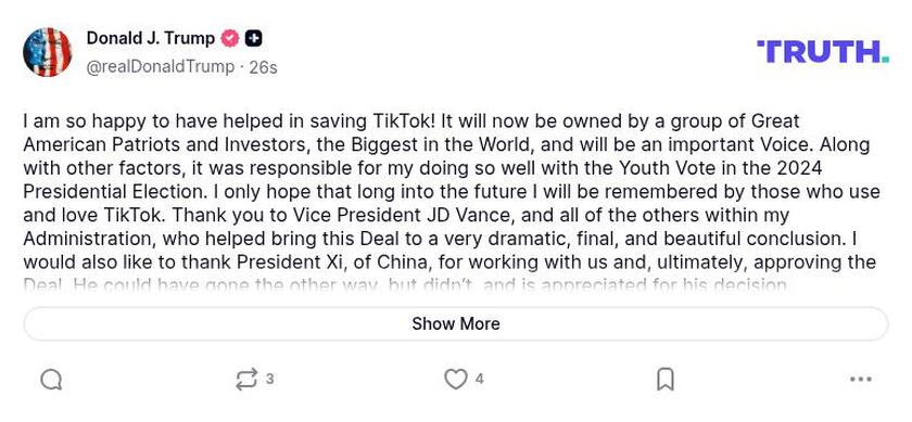 Post preview from Donald Trump