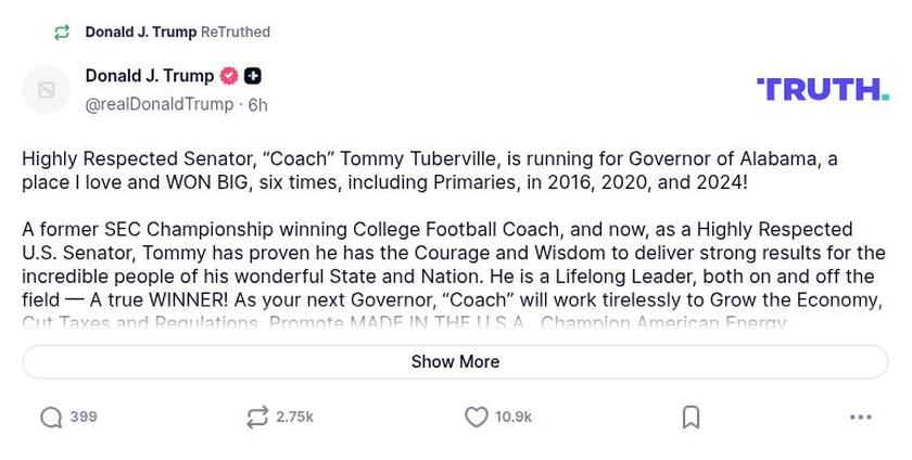 Post image from Donald Trump