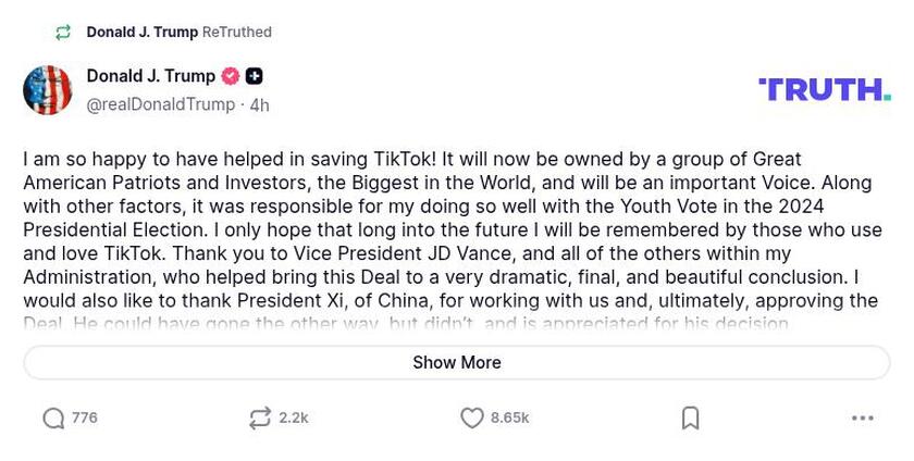 Post preview from Donald Trump