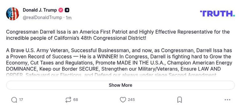 Post image from Donald Trump