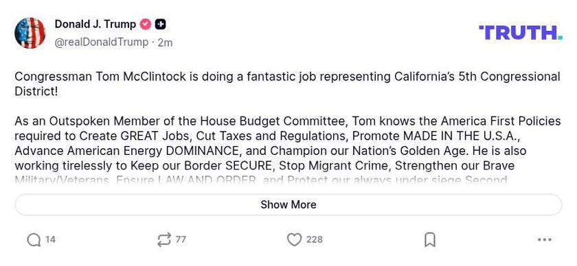 Post image from Donald Trump