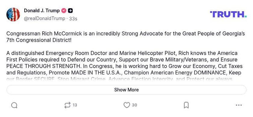 Post image from Donald Trump