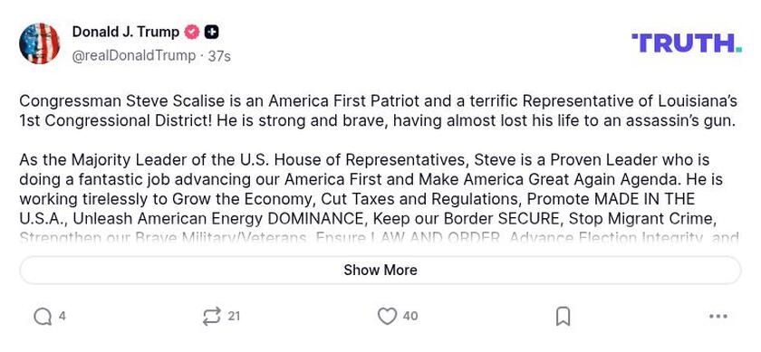 Post image from Donald Trump