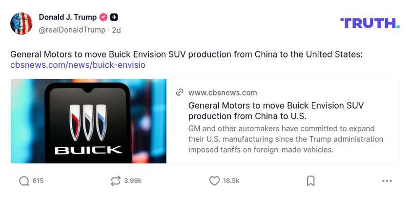 Post preview from Donald Trump