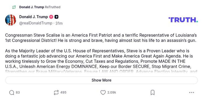 Post image from Donald Trump