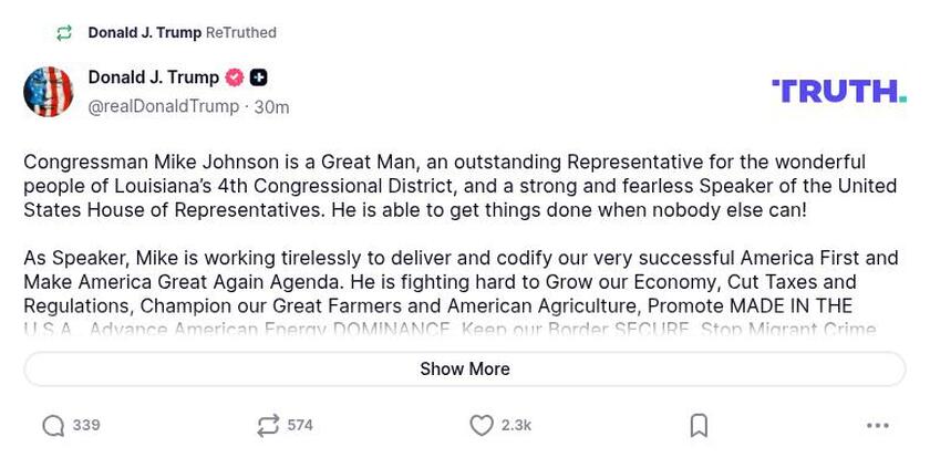 Post image from Donald Trump