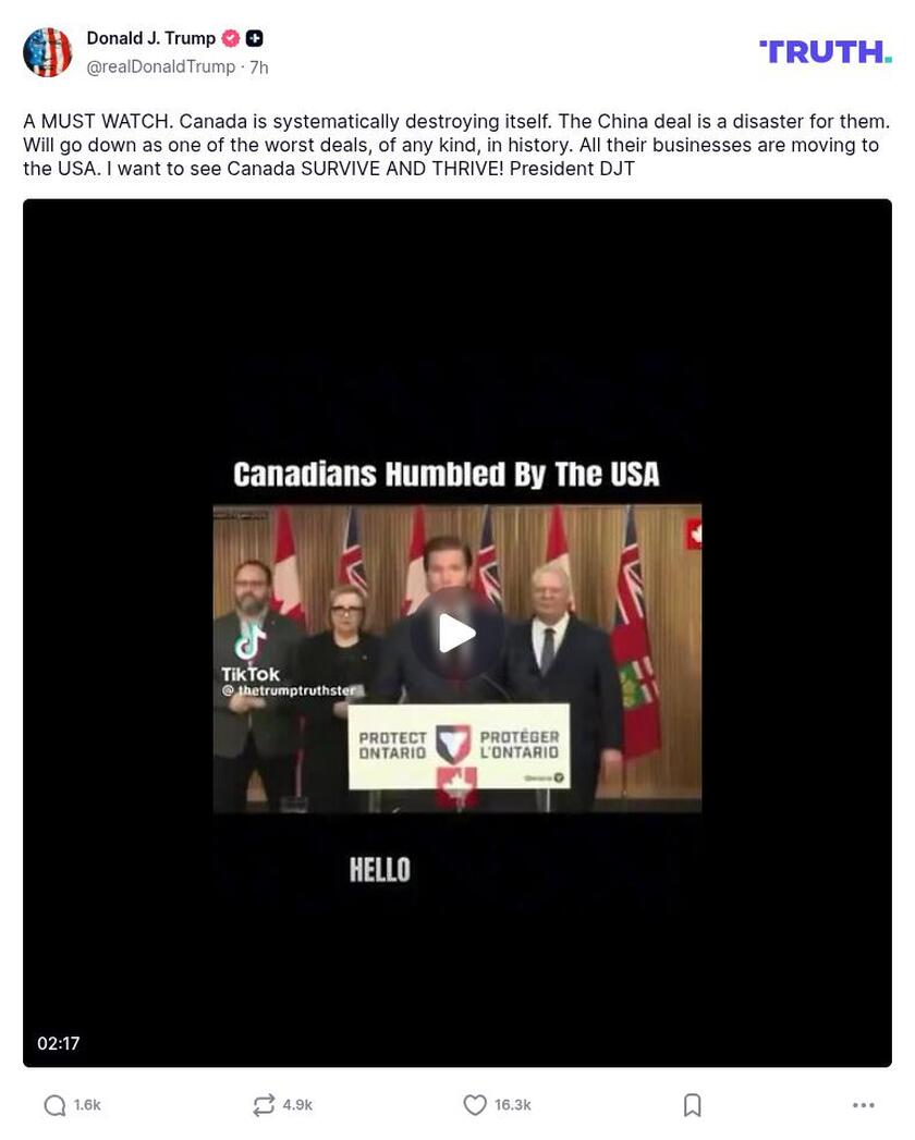 Post preview from Donald Trump