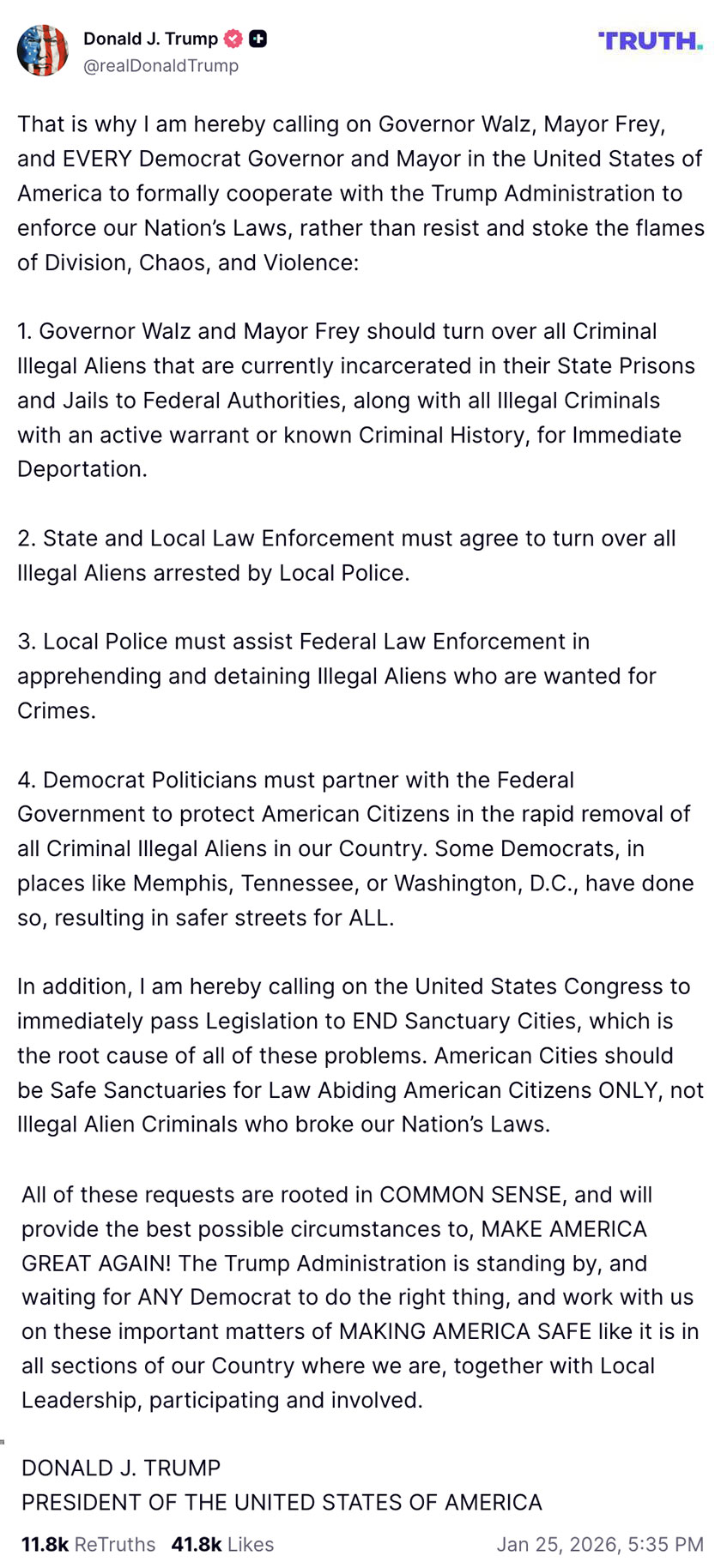 Post image from Donald Trump