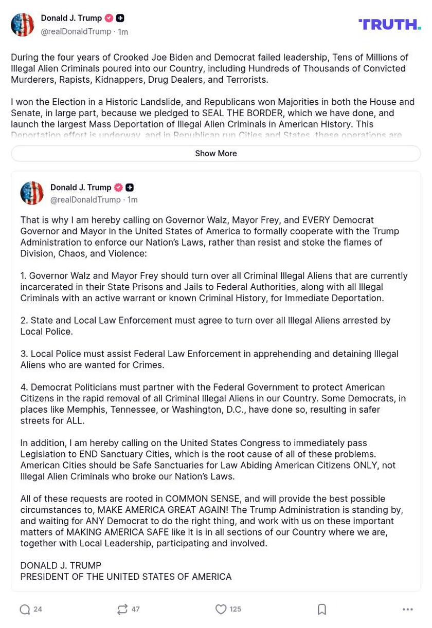 Post preview from Donald Trump