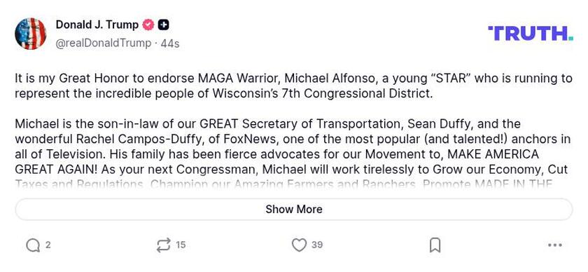 Post image from Donald Trump