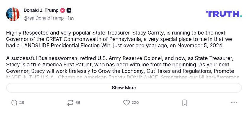 Post image from Donald Trump