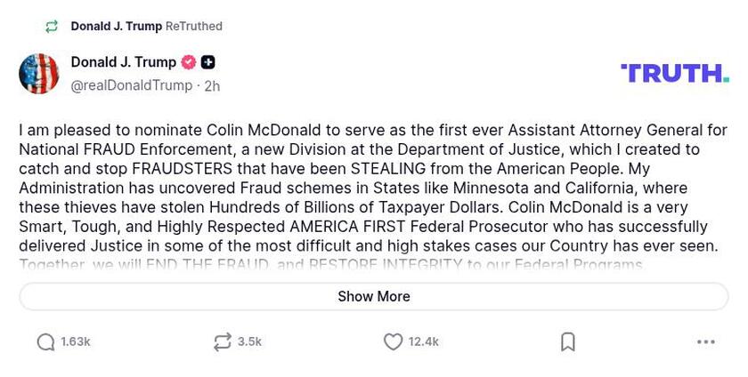 Post image from Donald Trump