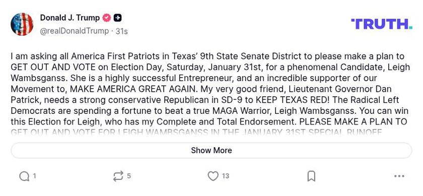 Post image from Donald Trump