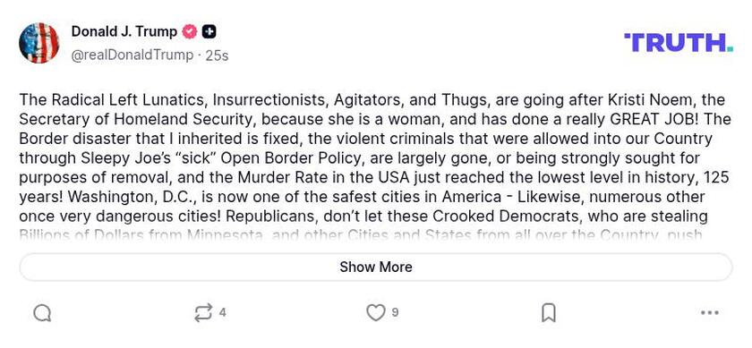 Post image from Donald Trump