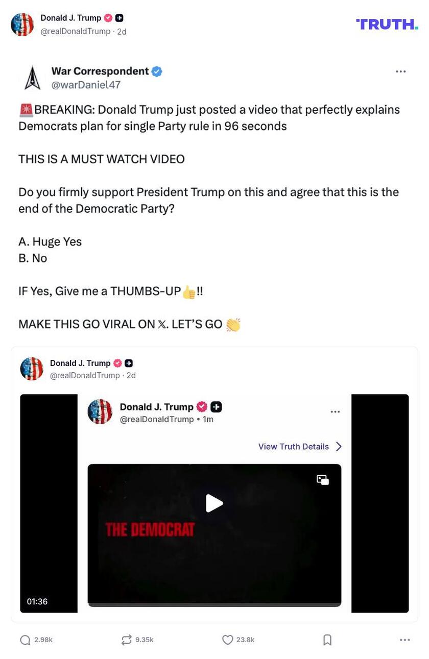 Post image from Donald Trump