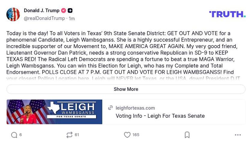 Post image from Donald Trump