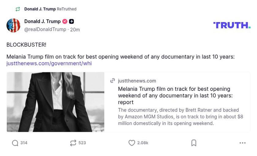 Post image from Donald Trump